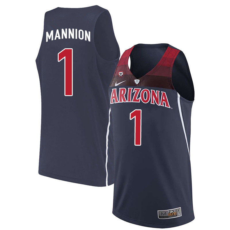 Men #1 Nico Mannion Arizona Wildcats College Basketball Jerseys Sale-Navy